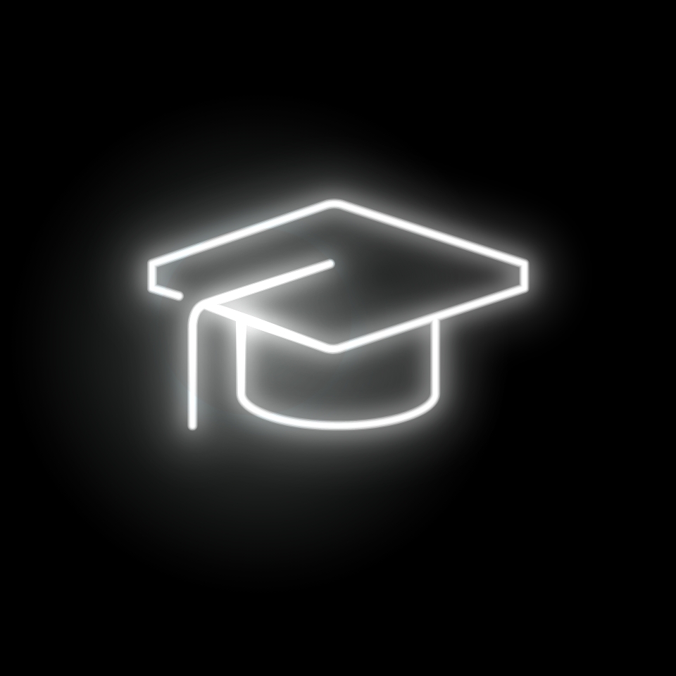 Big glowing graduate cap shape